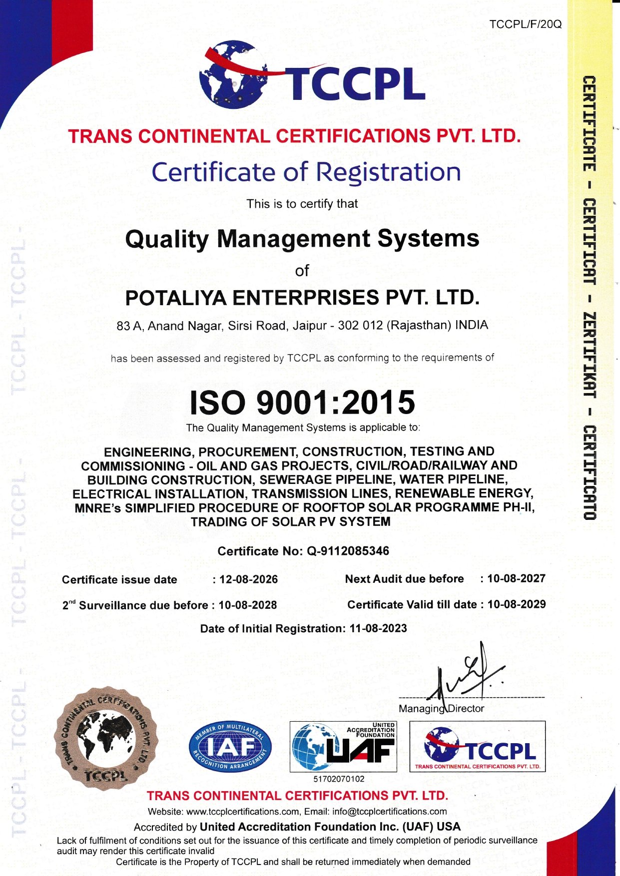 PEPL Solar ISO 45001:2018 Certificate